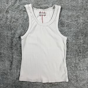 Free People We The Free White Ribbed Tank Women's Small Off White